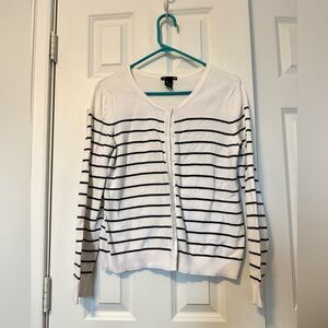 H&M White and Black Striped Cardigan